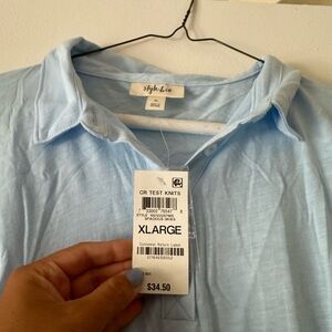 BRAND NEW- Style & Co Women’s Size XL Light Blue Cotton Collared shirt